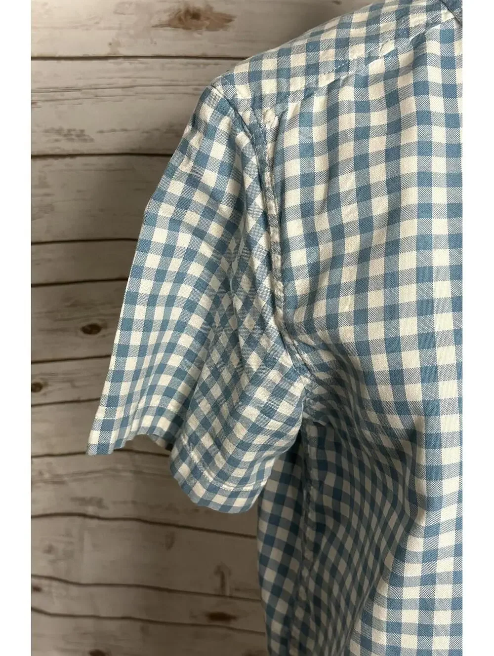 The North Face blue white gingham short sleeve button-up shirt Medium gorpcore
